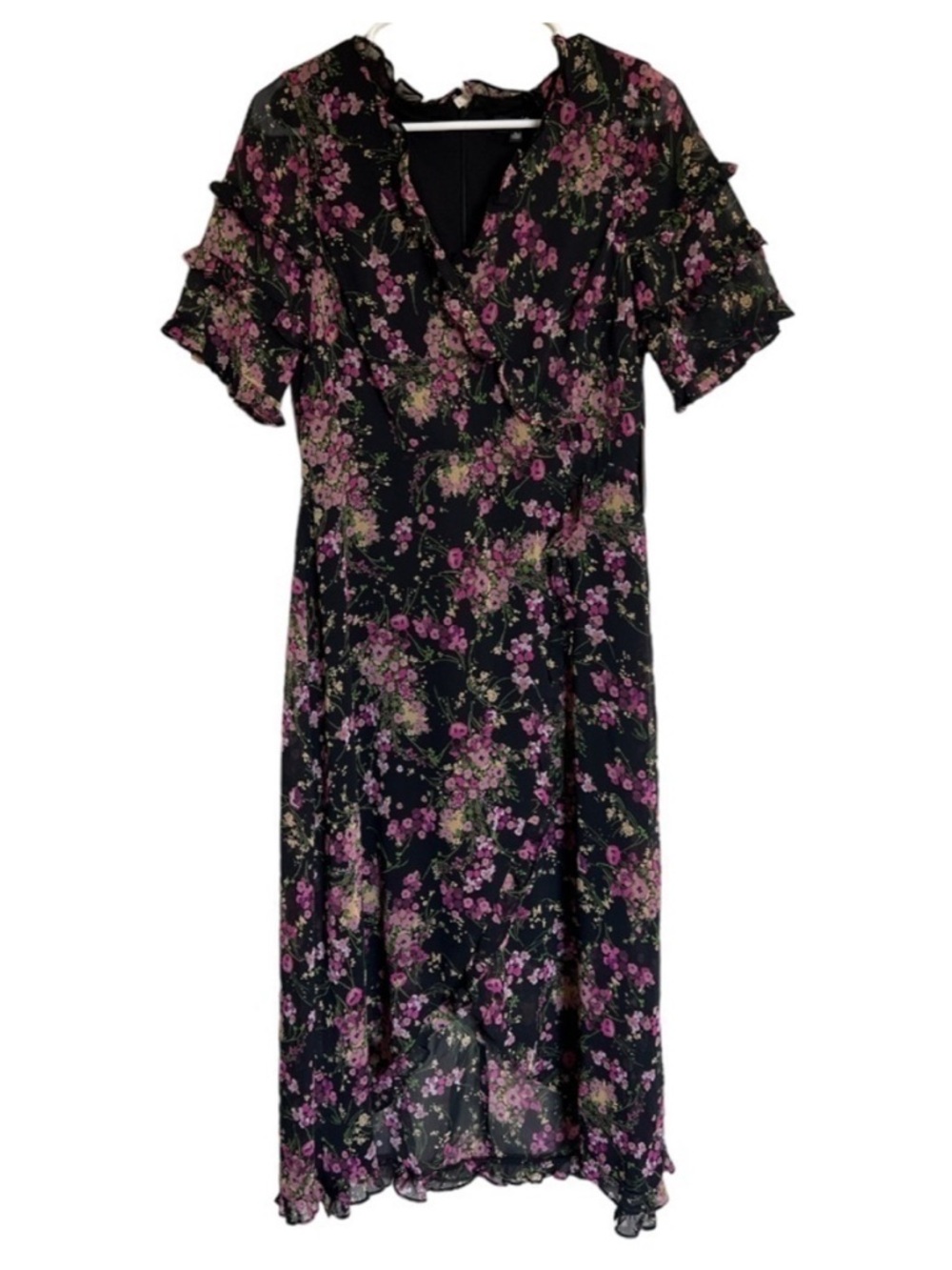 Kensie Floral Ruffle Dress | Feminine Flowy Midi Dress - Picture 2 of 8